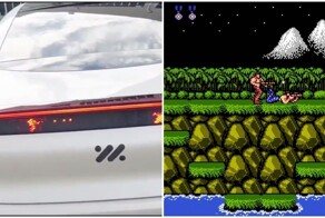 Легендарная игра Contra на фонарях электрокара