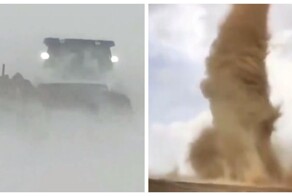 Снежная и песчаная буря по очереди накрыли провинцию Синьцзян в Китае