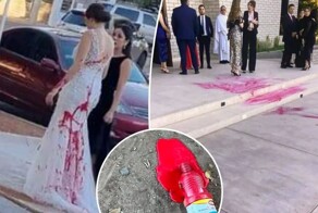 Мать попыталась сорвать свадьбу сына, облив невесту краской