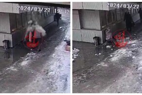 В Новосибирске на голову женщине упала огромная глыба льда