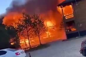 Мощный пожар на кубанской турбазе попал на видео