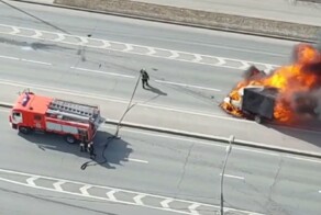 Взрыв загоревшейся ГАЗели