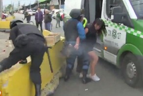 Дебоширка выхватила пистолет у полицейского и начала стрелять во все стороны