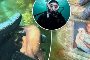 Осьминог привёл аквалангистку к подводному памятнику