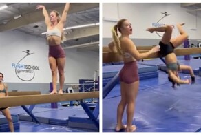 Гимнастка и каскадерша развлекаются