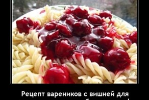 Демотиваторы-приколы: "Рецепт вареников с вишней для очень ленивых"
