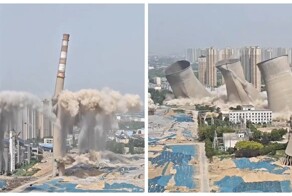 Зрелищные кадры сноса ТЭЦ в Китае