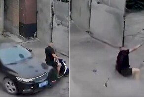 Покушение и погоня за скутеристом попали на видеокамеру в Китае