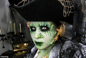 Прикольный макияж для Хэллоуина (6 фото + 1 видео)