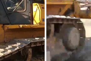 В районе Усть-Кута медведица отжала у рабочих японский бульдозер Komatsu