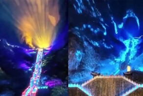 Впечатляющая лестница в небо в Китае