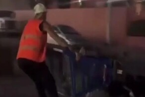 Мужчина прокатился на тележке из супермаркета