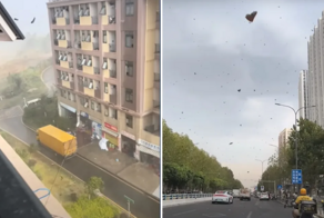 Сильный ветер унёс нижнее белье китайцев