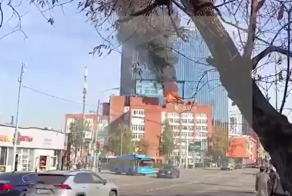 Пожар в московской гостинице попал на видео