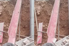 Рабочие оптимизировали процесс перемещения кирпичей на стройке