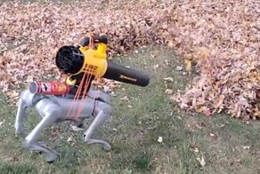 Парень модернизировал робособаку Spot от Boston Dynamics для уборки сада от опавших листьев