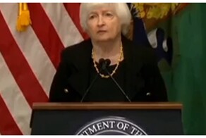 Герб США упал во время выступления министра финансов