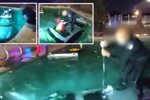 Кадры спасения водителя из затонувшего в бассейне автомобиля