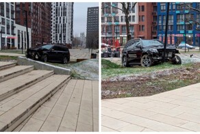 Женщина на Мерседесе нарезала круги, пока не врезалась в столб
