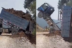 Падение самосвала в пропасть