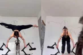 «Это что за кисточка?!»: котик сорвал тренировку хозяйки и довольный удалился