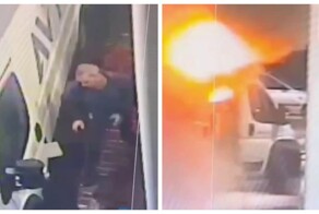 «Кавказский терминатор» отогнал от заправки горящий микроавтобус