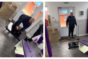 Мужчина разбил телевизор в пункте выдачи заказов