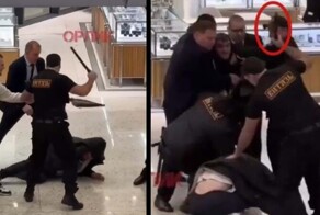 В Москве охранник  от души бил дубинкой мигранта, который приставал к девушкам