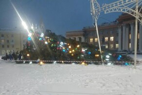В Уфе сильный ветер повалил новогоднюю ёлку