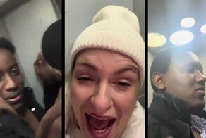 Женщина застряла в лифте с 4-мя чернокожими парнями