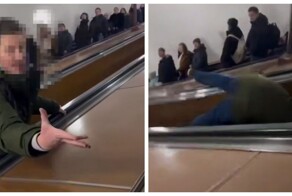 Мужчина мощно полетел вниз эскалатора в метро Петербурга