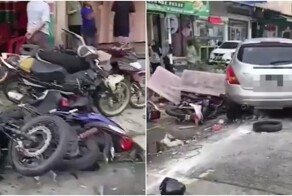 Водитель не справился с управлением и сокрушил 14 мотоциклов