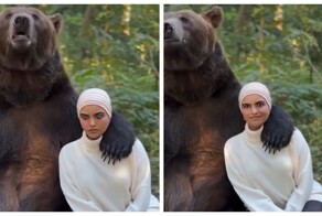 Девушка из Саудовской Аравии   устроила фотосессию  с медведем