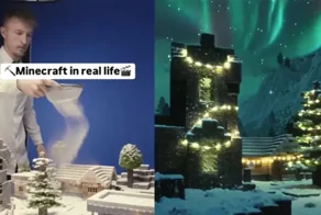 Атмосферно: дизайнер собрал восхитительную зимнюю диораму в стиле Minecraft