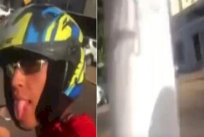 Любитель острых ощущений отвлёкся от дороги и врезался в столб