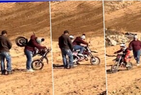 Родители помогли сыну продолжить гонку