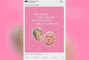 "Приезжайте сюда нелегально - и мы вас депортируем!": Белый дом в США опубликовал валентинку к 14 февраля