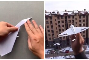 Видеоинструкция: бумажный самолетик Су-57