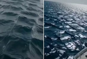 Турецкие рыбаки запечатлели редкое природное явление — квадратные волны