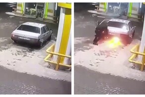 Огненное происшествие на заправке в Чечне