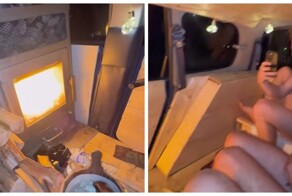 Немцы катаются на саунамобиле