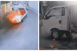 В Ираке мужик приехал на загоревшейся машине к пожарным, чтобы они её потушили