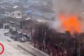 Полёт газового баллона после взрыва попал на видео