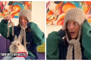 Девушка целый год собирала шерсть своего кролика, чтобы связать шапку