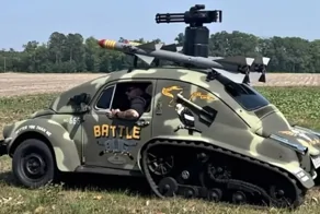 "Вооружённый" VW Beetle на гусеницах выставили на продажу за 25 тысяч долларов
