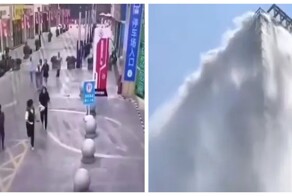 В  Таиланде в результате землетрясения вода с крыши здания смыла  людей