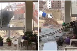 В Баку снесли часть жилого дома с людьми внутри