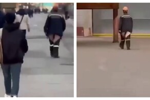 Рабочий невозмутимо идёт за новыми штанами