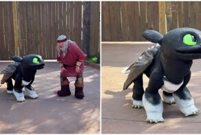 Робот Boston Dynamics в костюме Беззубика из мультфильма «Как приручить дракона?»