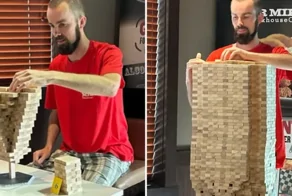 Более 3000 блоков: канадец поразил мир мастерством балансировки, строя "Дженгу"